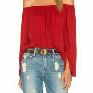 Bella Dahl red off the shoulder top